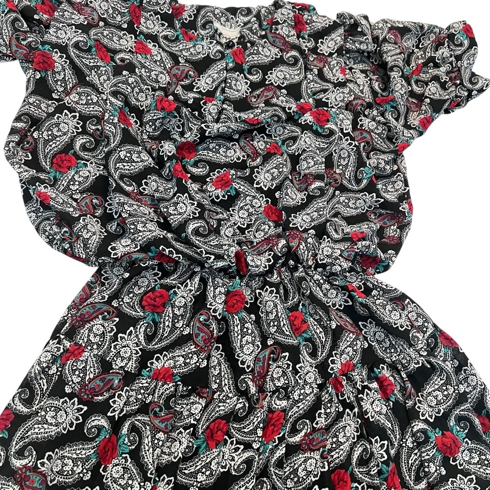 Vintage Perceptions Union Made Dress – Paisley Rose Print, 70s/80s Boho Midi‎ - Picture 6 of 10
